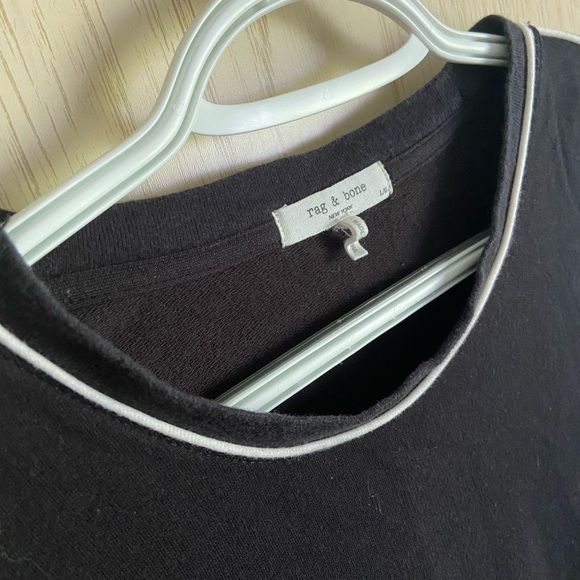 Rag & Bone Black Cotton Long Sleeve Shirt with Contrast Piping Sz Large - Picture 5 of 9